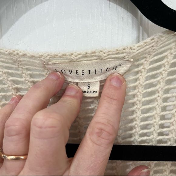 Elegant Cream Open-Knit Women's Sweater - Picture 6 of 10